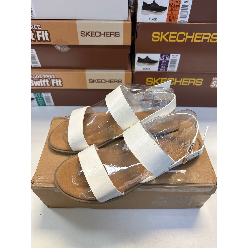 Journee Collection Lavine-WD Sandals Women 8.5 Wide White Double Band Ankle 0597